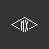 Initials MX logo monogram with simple diamond line style design vector