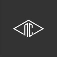 Initials NC logo monogram with simple diamond line style design vector