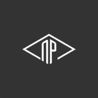 Initials NP logo monogram with simple diamond line style design vector