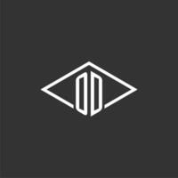 Initials OD logo monogram with simple diamond line style design vector