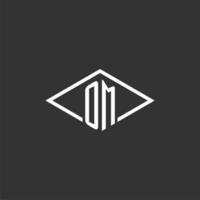 Initials OM logo monogram with simple diamond line style design vector