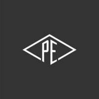 Initials PE logo monogram with simple diamond line style design vector