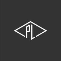 Initials PL logo monogram with simple diamond line style design vector