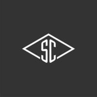 Initials SC logo monogram with simple diamond line style design vector