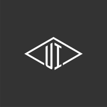 iniciales ui logo monograma con sencillo diamante línea estilo diseño vector