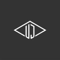 iniciales uj logo monograma con sencillo diamante línea estilo diseño vector