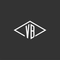 Initials VB logo monogram with simple diamond line style design vector