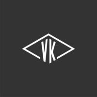 Initials VK logo monogram with simple diamond line style design vector