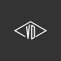 iniciales vo logo monograma con sencillo diamante línea estilo diseño vector