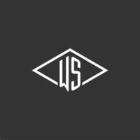 Initials WS logo monogram with simple diamond line style design vector