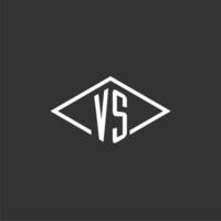 Initials VS logo monogram with simple diamond line style design vector