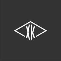 Initials XK logo monogram with simple diamond line style design vector