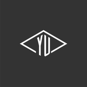 Initials YU logo monogram with simple diamond line style design vector