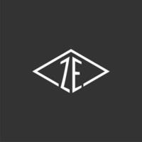 Initials ZE logo monogram with simple diamond line style design vector