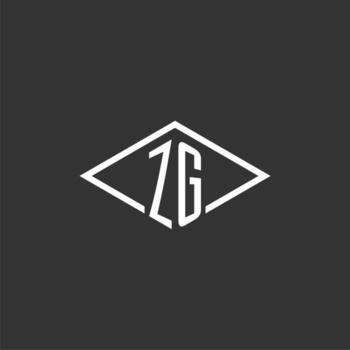 Initials ZG logo monogram with simple diamond line style design vector