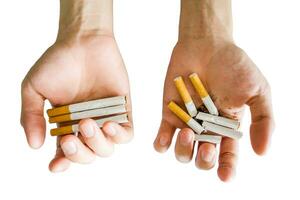 Hands hold cigarette alternative full or break photo