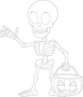 Skeleton coloring page vector