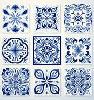 A blue tile pattern of watercolor tiles photo