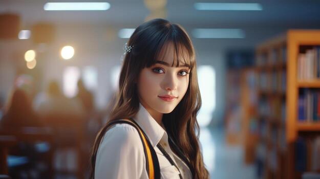 School girl in school photo