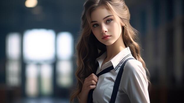 School girl in school photo