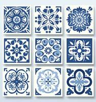 A blue tile pattern of watercolor tiles photo