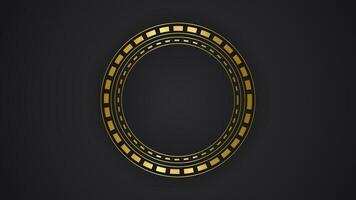 black luxury abstract background with circle line and golden elegant texture backdrop vector. wavy metallic dark light element illustration graphic gold art decoration premium shape. vector