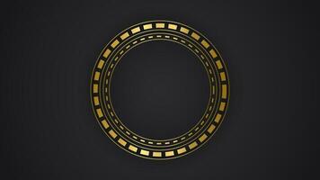 black luxury abstract background with circle line and golden elegant texture backdrop vector. wavy metallic dark light element illustration graphic gold art decoration premium shape. vector