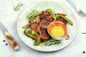 Grilled meat fillet steak, medallions. photo