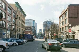 Seattle, Washington, USA. March 2020. transport on the road in the area of pioneer square photo