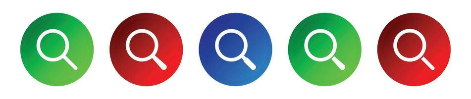 Search icon in round color button set. vector