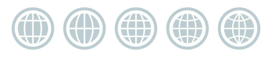 Globe, internet circle frame light color icon set. vector