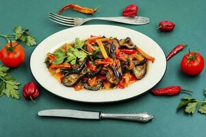 Vegan saute with eggplant photo