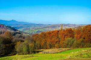 Autumn background. countryside beautiful landscape of autumn mountains photo