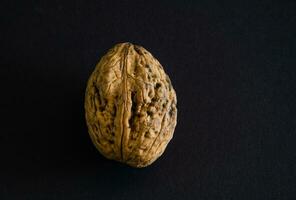 walnut close-up on a black background photo