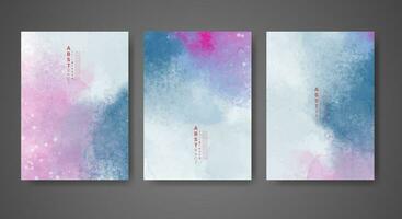 Set of creative hand painted abstract watercolor background. Design for your cover, date, postcard, banner, logo. vector