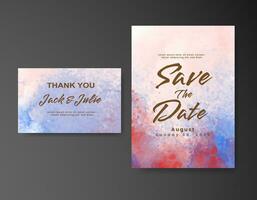 Wedding invitation with abstract watercolor background vector