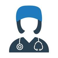 Female Surgeon icon flat style isolated on white background. Doctor vector illustration for use on web and mobile apps.