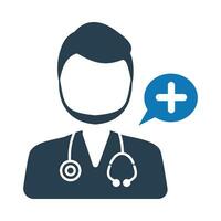 Doctor icon flat style isolated on white background. Doctor vector illustration for use on web and mobile apps.