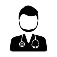 Doctor icon flat style isolated on white background. Doctor vector illustration for use on web and mobile apps.