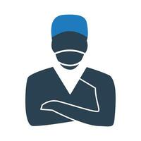 Surgeon icon flat style isolated on white background. Doctor vector illustration for use on web and mobile apps.