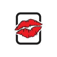 Lips icon cosmetic logo vector template