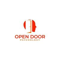 abierto puerta psicología logo diseño vector