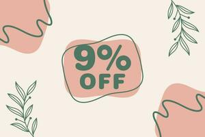 9 percent Sale and discount labels. price off tag icon flat design. vector