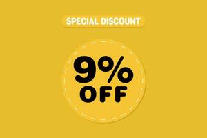 9 percent Sale and discount labels. price off tag icon flat design. vector