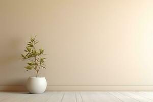 Empty room interior background beige wall photo