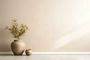 Empty room interior background beige wall photo