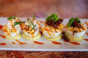 Gourmet deviled eggs photo