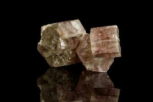 Macro mineral stone Aragonite on a black background photo