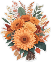 Autumn Flowers Bouquet Illustration with AI Generative png