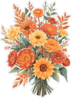 herfst bloemen boeket hand- getrokken illustratie ai generatief png